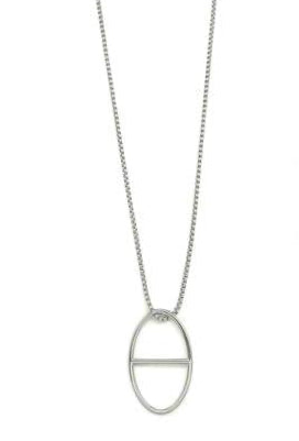 Sautoir chaine maille vénitienne pendentif grand café argenté