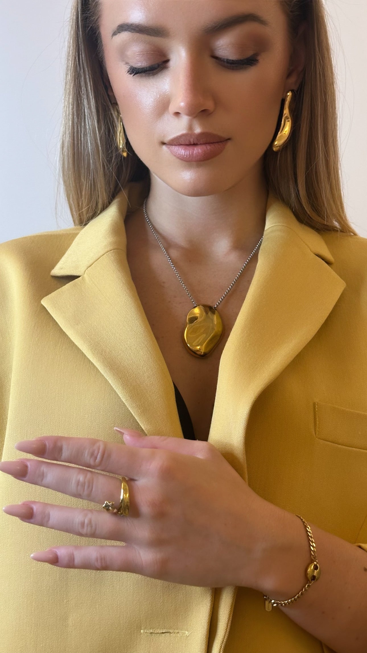 Collier chaine jaseron argenté bean doré