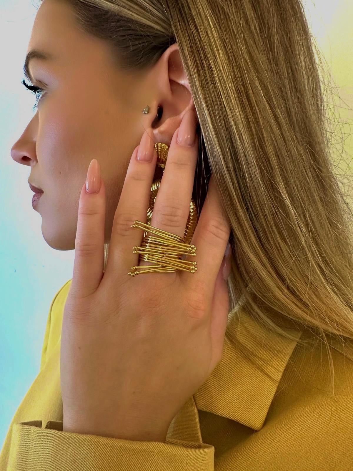 Bague éventail doré