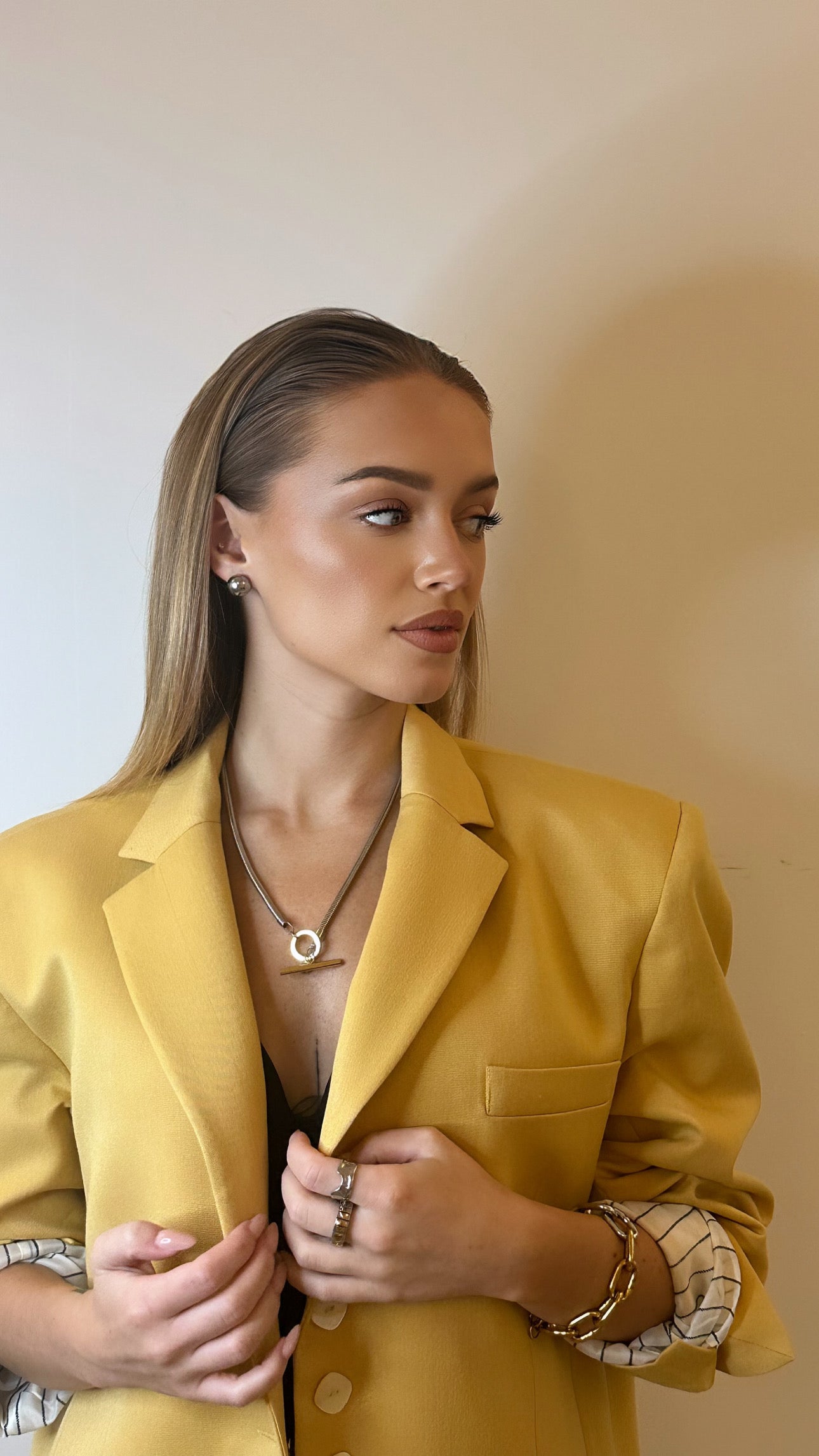 Collier fermoir T doré chaîne mailles serpent rond argenté