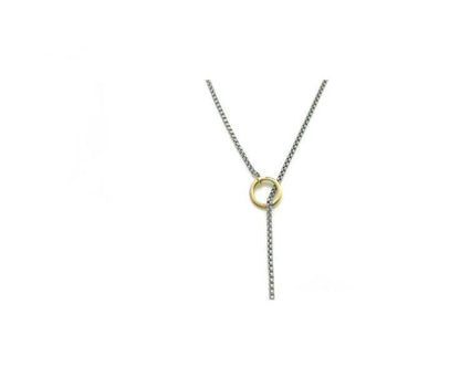 Sautoir fermoir T argenté/doré