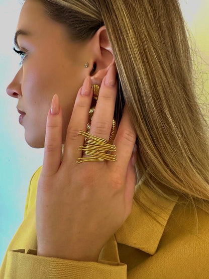 Bague éventail doré