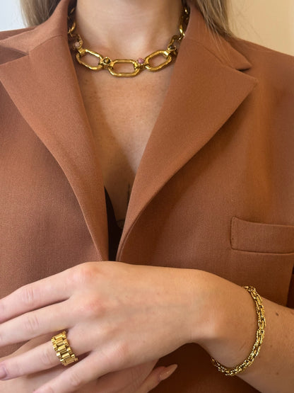 Bracelet chaine texturé doré