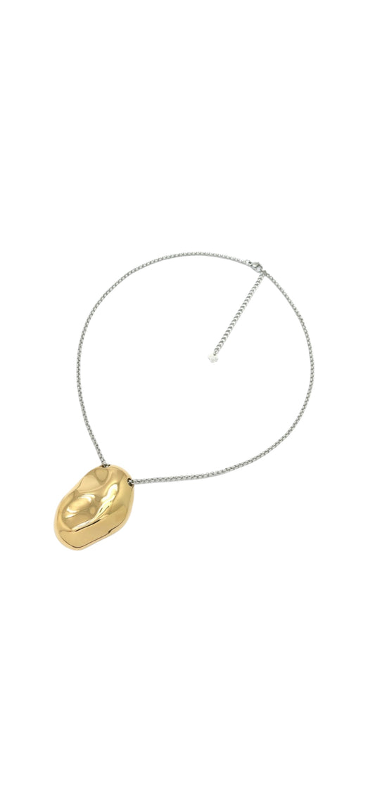 Collier chaine jaseron argenté bean doré