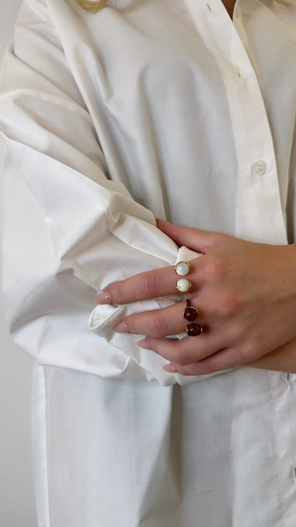 Bague ouverte pierre naturelle rond