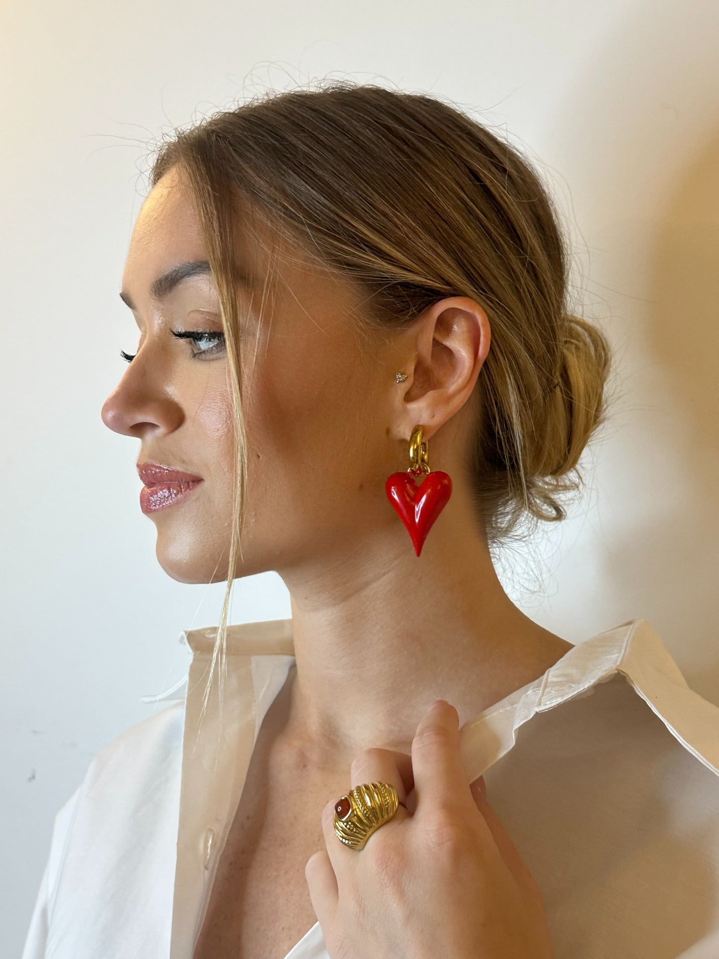 Créoles épaisses coeur rouge M