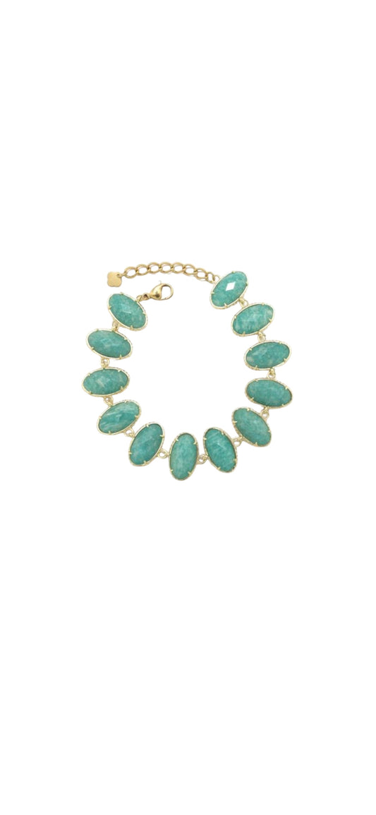 Bracelet chaine 12 pierres multi ovale