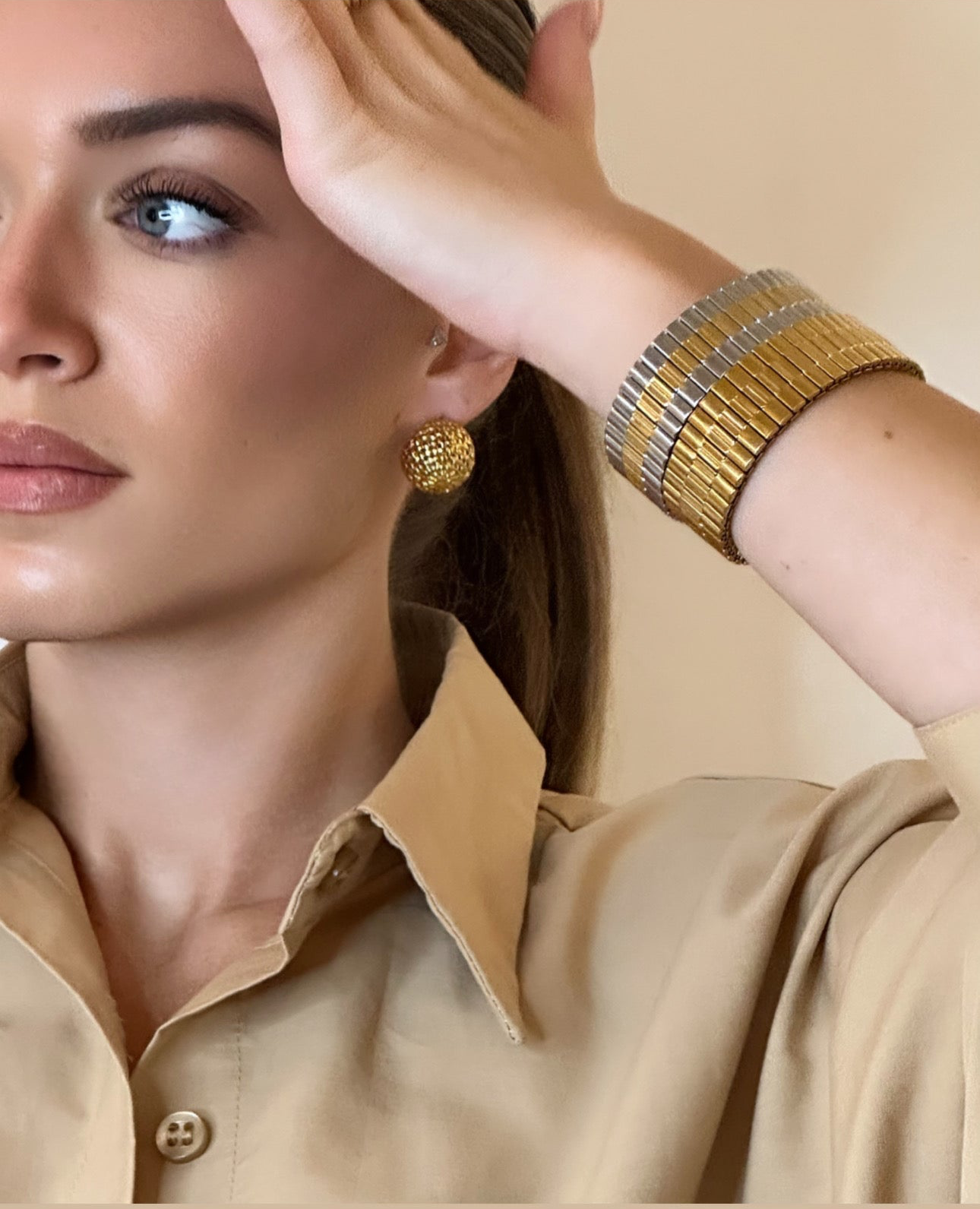 Bracelet motif doré élastique