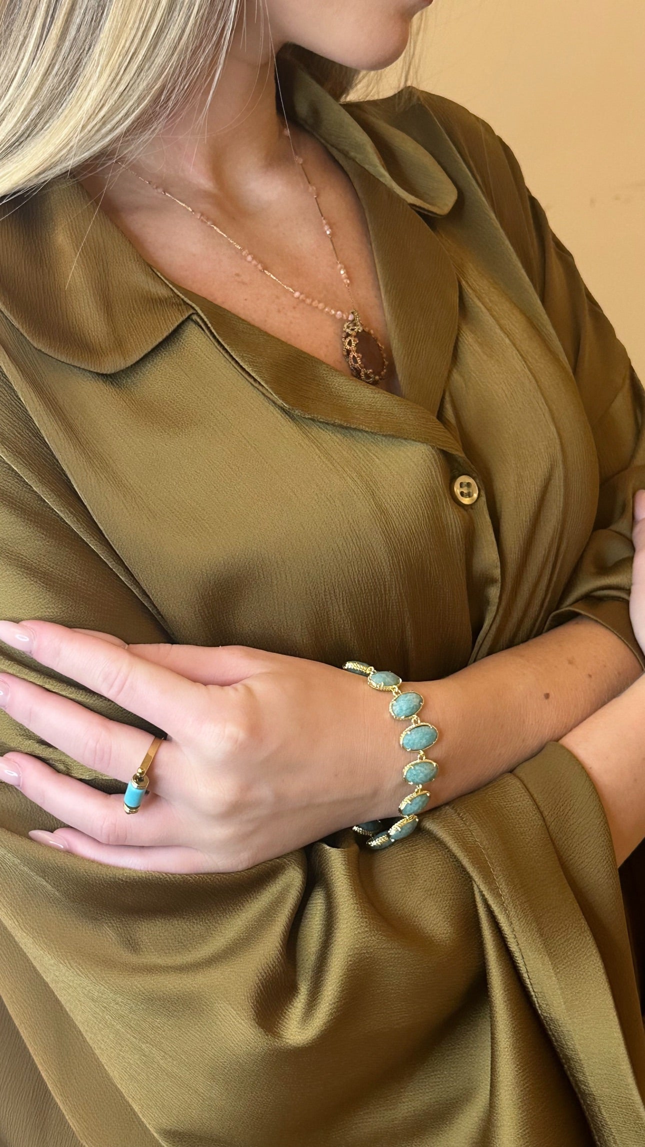 Bracelet chaine 12 pierres multi ovale