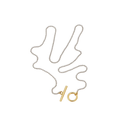 Sautoir fermoir T argenté/doré