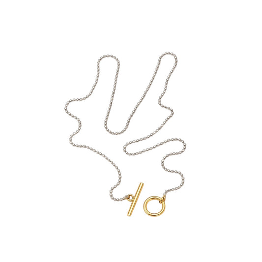 Sautoir fermoir T argenté/doré