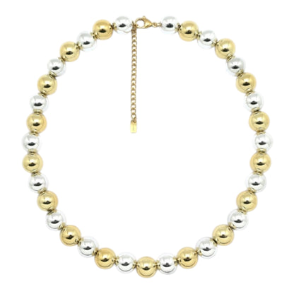 Collier boules résine doré/argenté