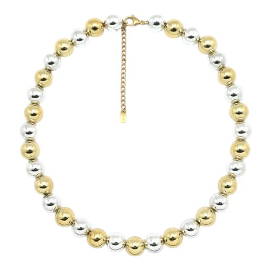 Collier boules résine doré/argenté