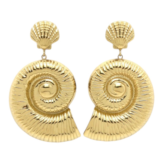Boucles d'oreilles motif coquillages doré
