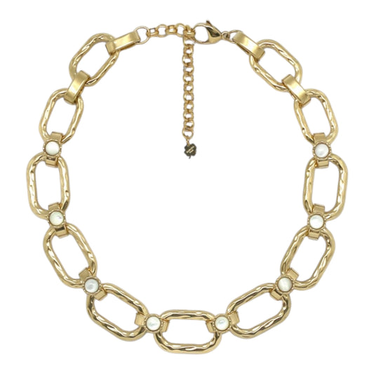 Collier chaine maillon rectangle doré nacre